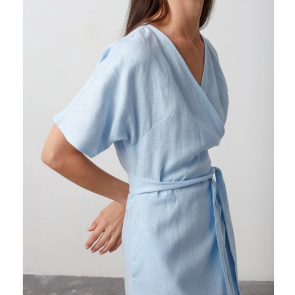 Aritzia Babaton Beige Linen Wrap Dress, XS - Picture 2 of 9